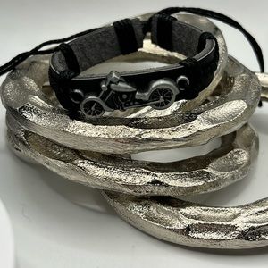 Men's Motorcycle Leather Adjustable‎ Bracelet NEW